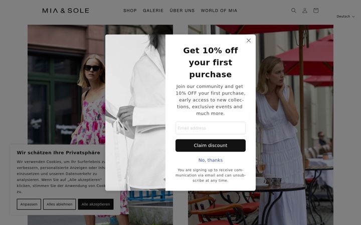 Screenshot of miaandsole.com