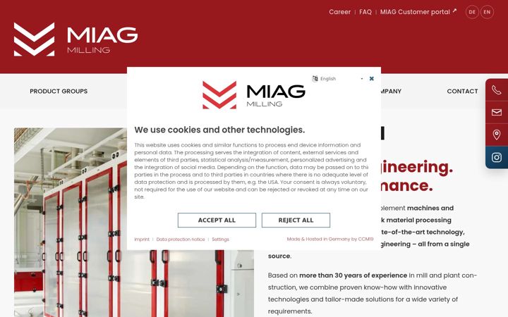 Screenshot of miag-milling.com