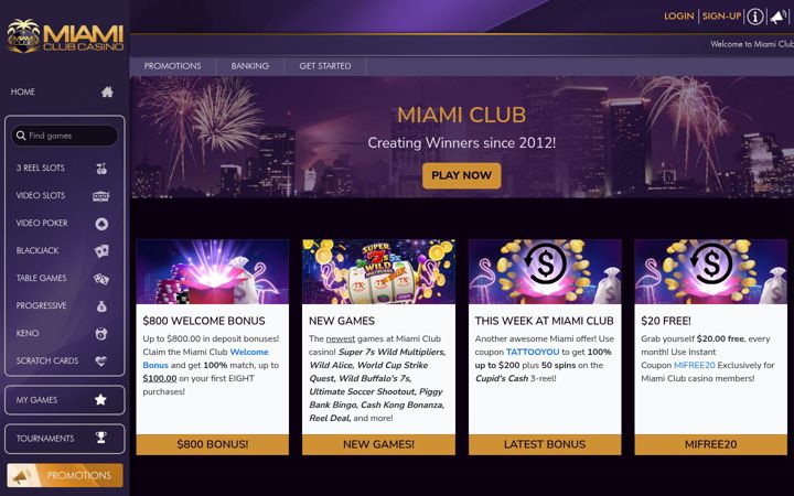 Screenshot του miamiclubcasino.im