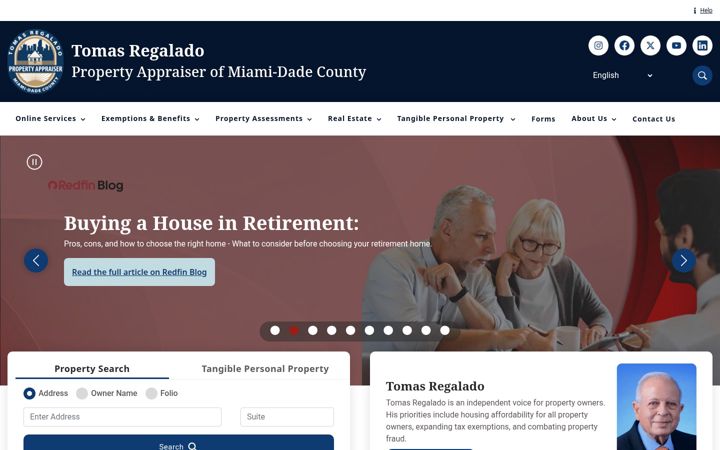 Kuvakaappaus sivustosta miamidadepa.gov