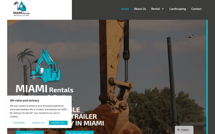 Screenshot of miamimachinerytrailerrental.com