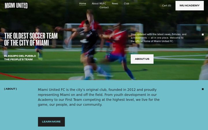 Screenshot of miamiunitedsoccer.com