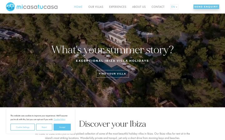Screenshot of micasatucasaibiza.com