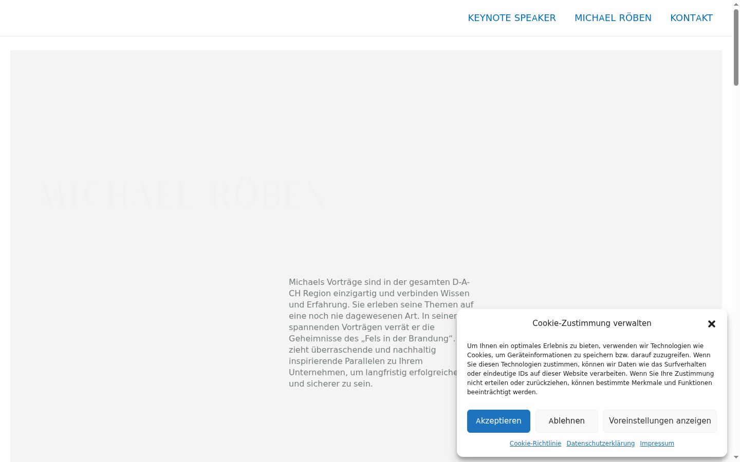 Screenshot des Einwilligungsbanners vor jeglicher Interaktion