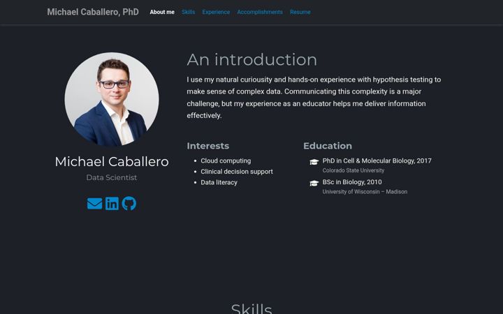 Screenshot of michaelcaballero.com