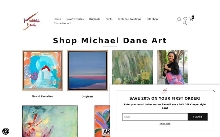 Screenshot of michaeldaneart.com