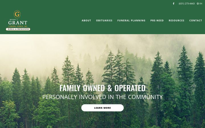 Screenshot of michaeljgrantfuneralhomes.com
