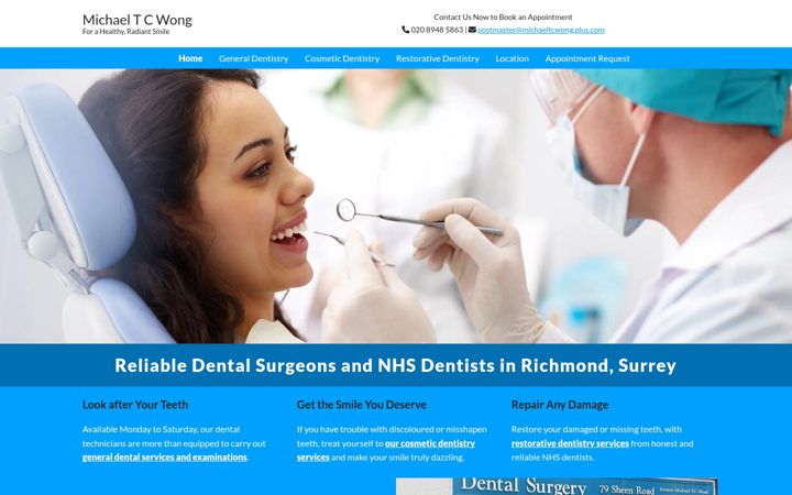 Screenshot of michaeltcwongdentist.co.uk