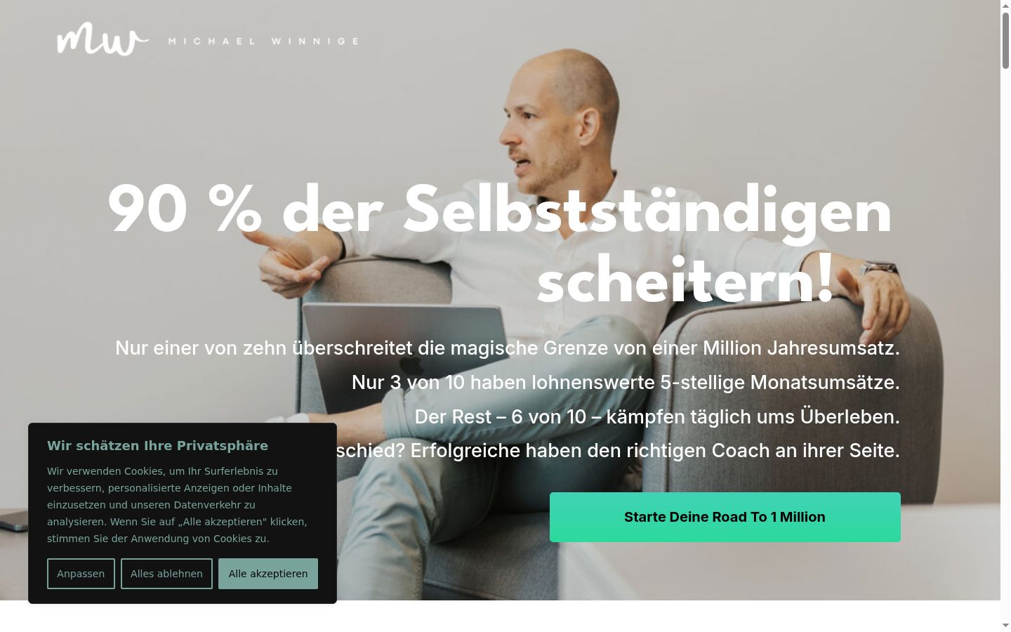 Screenshot del banner di consenso mostrato prima di qualsiasi interazione