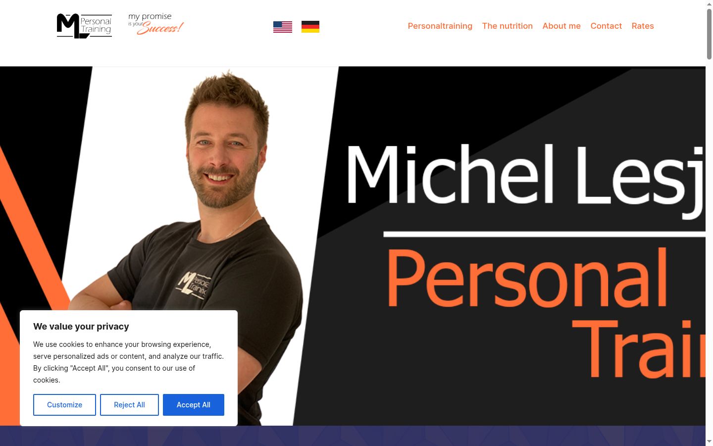 Captura de ecrã do banner de consentimento apresentado antes de qualquer interação