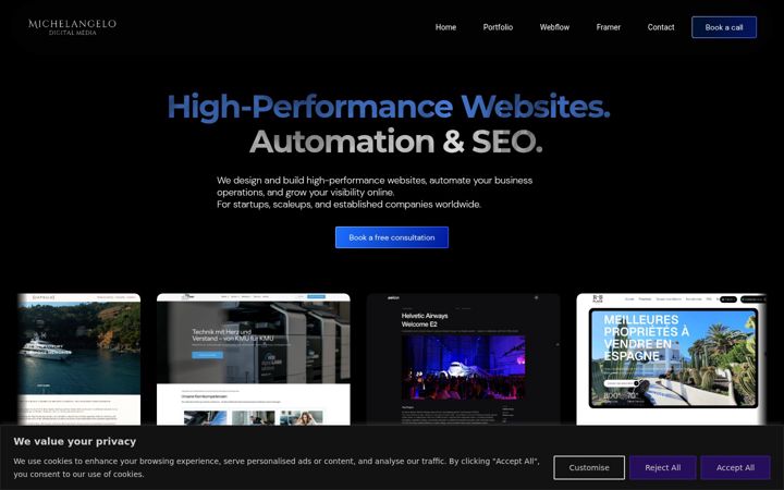 Screenshot of michelangelodigitalmedia.com