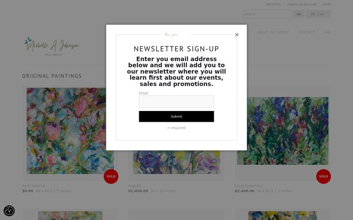 Screenshot of michelleajohnsonart.com