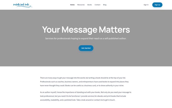 Screenshot of michellebuckbooks.com