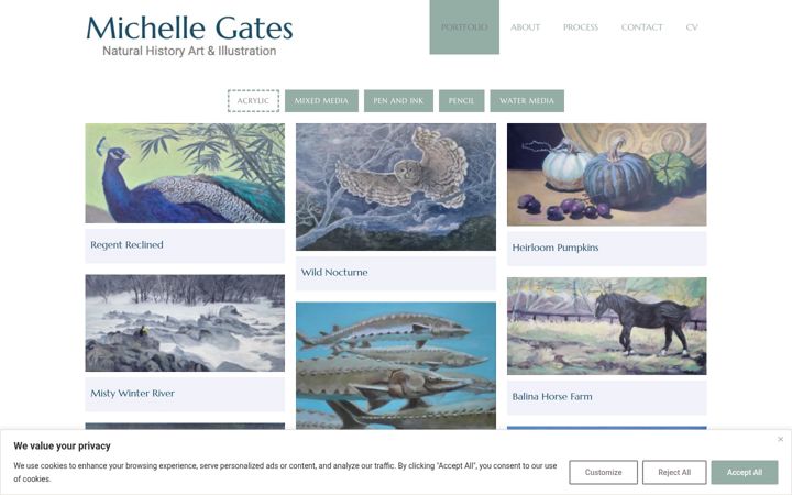 Screenshot of michellegatesart.com