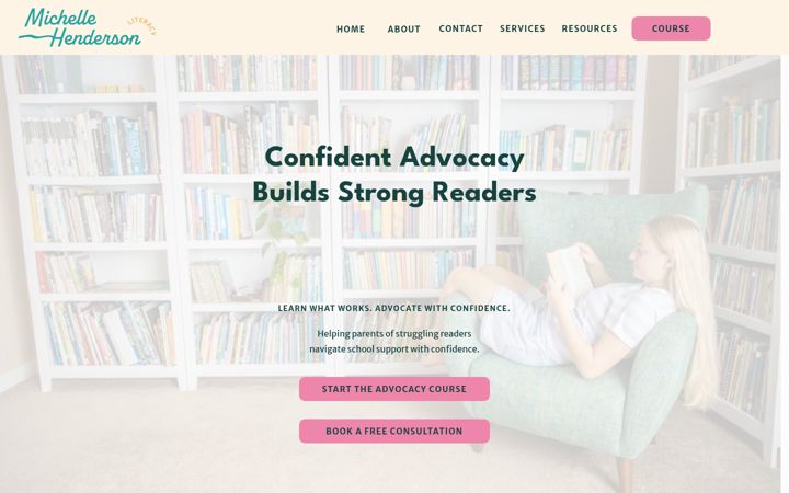 Screenshot of michellehendersonliteracy.com