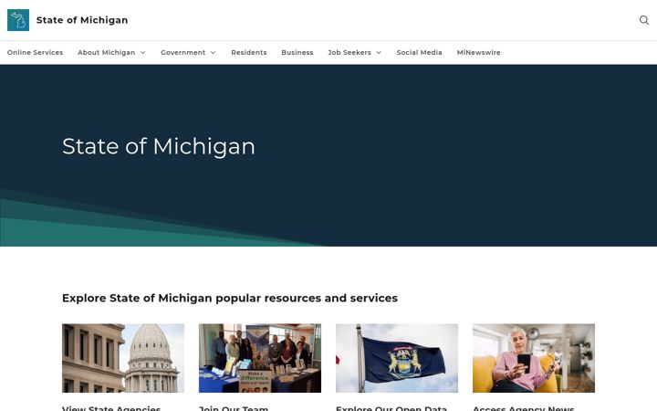 Snímek obrazovky michigan.gov