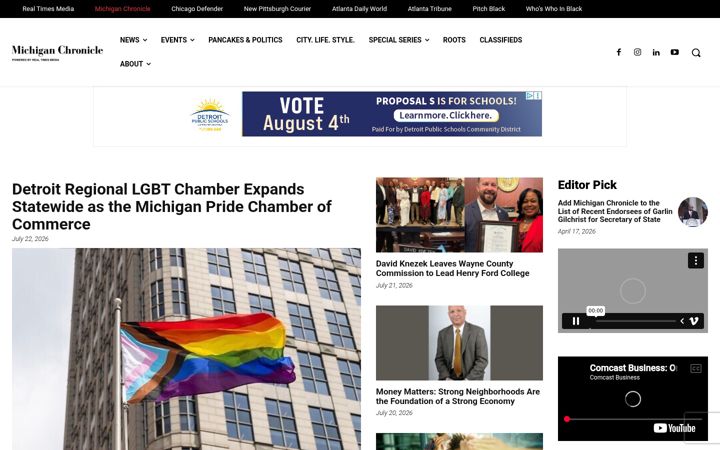 Screenshot of michiganchronicle.com