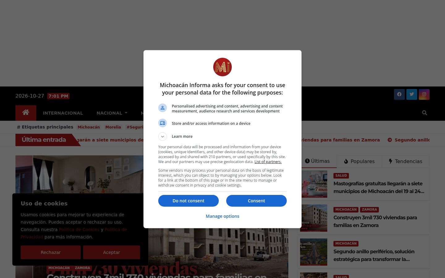 Screenshot tal-banner tal-kunsens muri qabel kwalunkwe interazzjoni