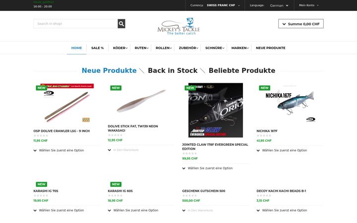 Screenshot of mickeys-tackle.ch