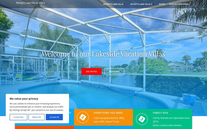 Screenshot of mickeyslakevilla.com