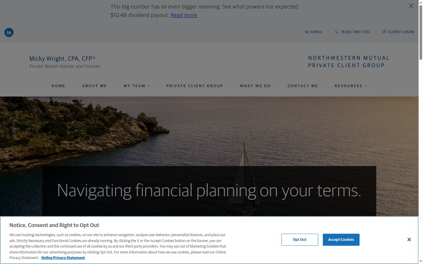 Screenshot of the consent banner shown before any interaction
