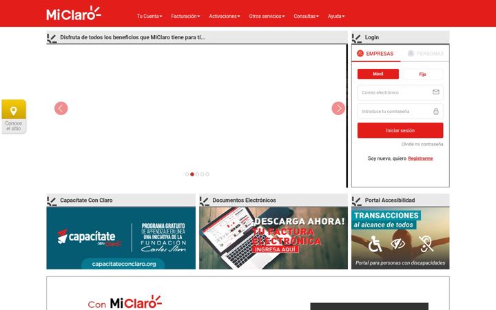 Screenshot of miclaro.com.ec