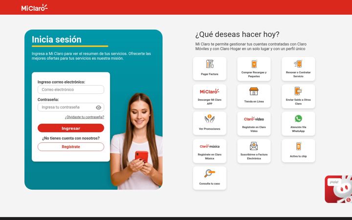 Screenshot of miclaro.com.sv