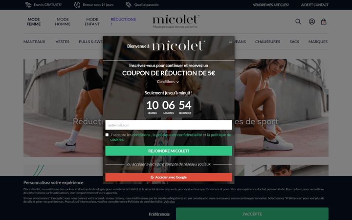 Screenshot of micolet.fr