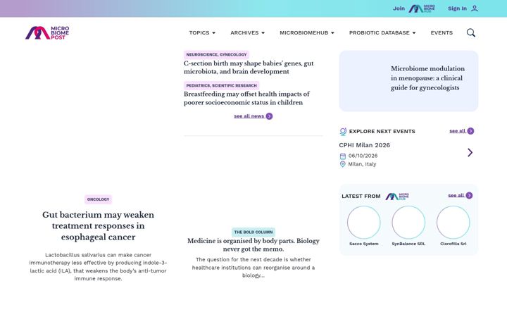 Screenshot of microbiomepost.com