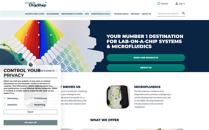Screenshot of microfluidic-chipshop.com