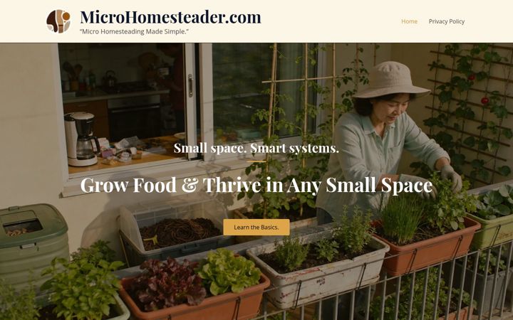 Screenshot of microhomesteader.com