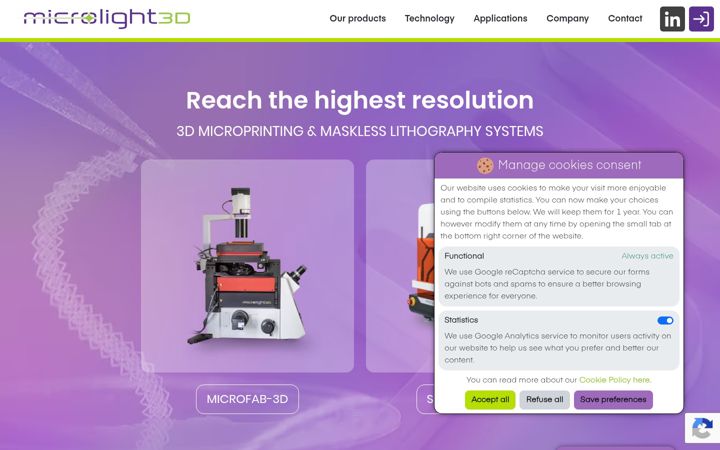 Screenshot of microlight3d.com