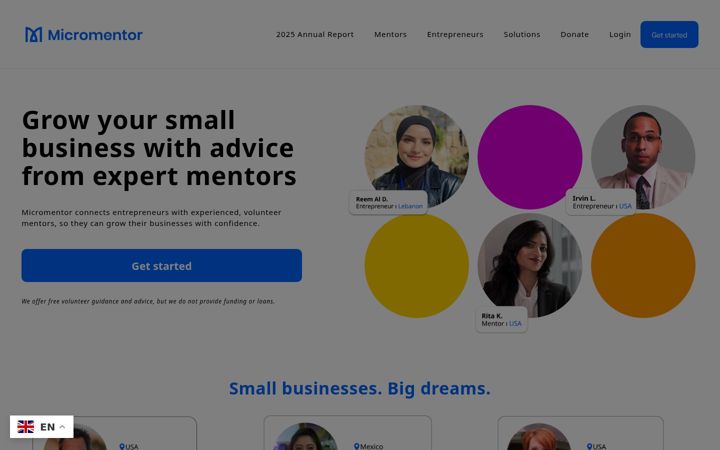 Screenshot του micromentor.org