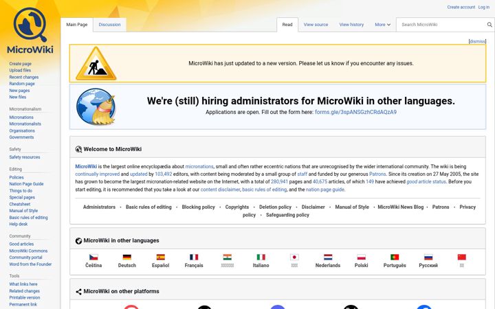 Screenshot of micronations.wiki