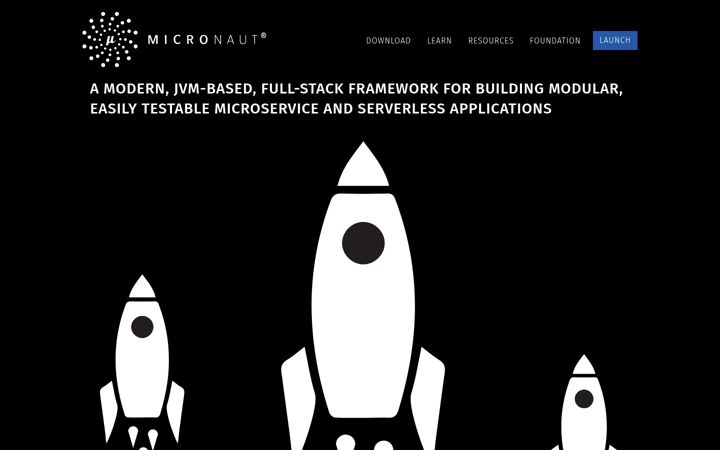 Screenshot of micronaut.io