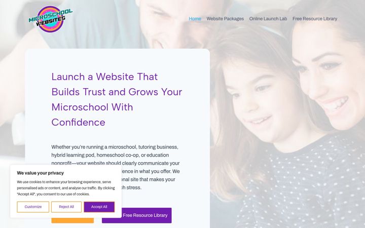 Screenshot of microschoolwebsites.com
