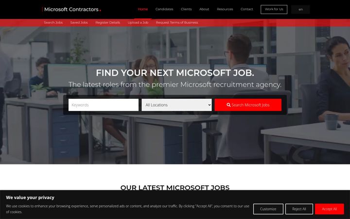 Screenshot of microsoftcontractors.com