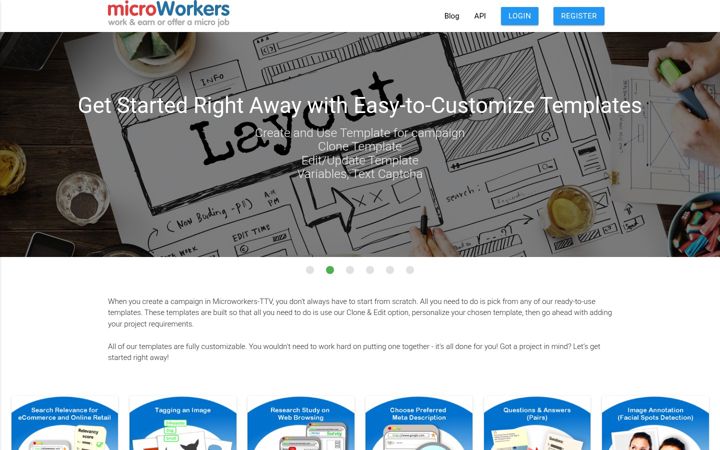 Snímek obrazovky microworkers.com