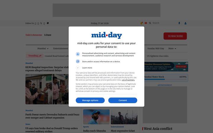 Skjámynd af mid-day.com