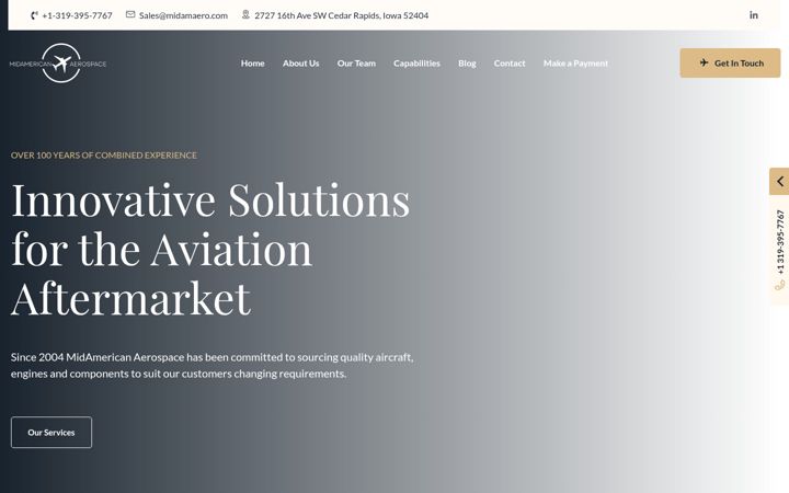 Screenshot of midamaero.com