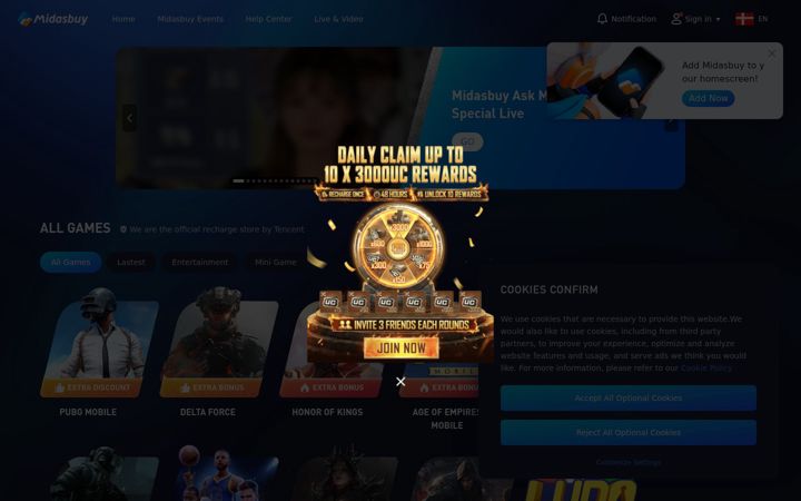 Screenshot of midasbuy.com