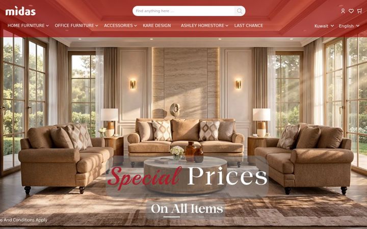 Screenshot of midasfurniture.com