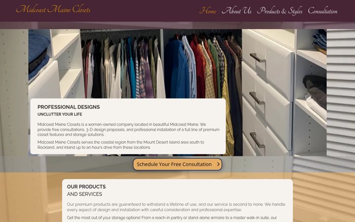 Screenshot of midcoastmaineclosets.com
