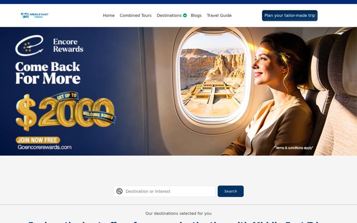 Screenshot of middleeasttrips.com