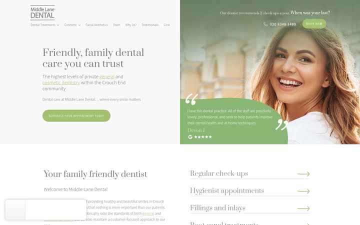 Screenshot of middlelanedental.com