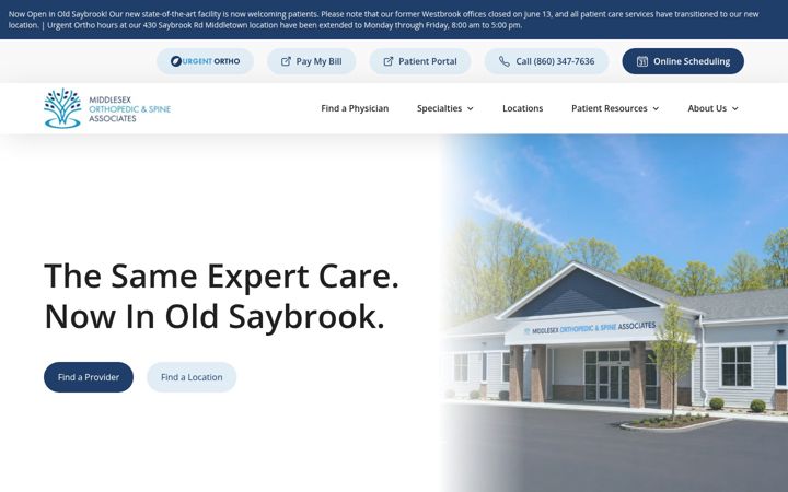 Screenshot of middlesexortho.com