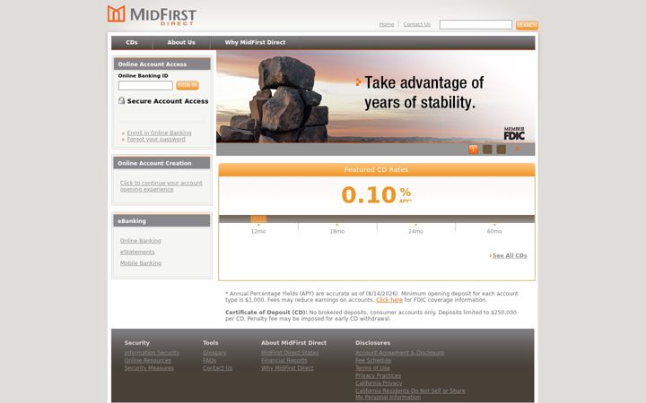 Screenshot of midfirstdirect.com
