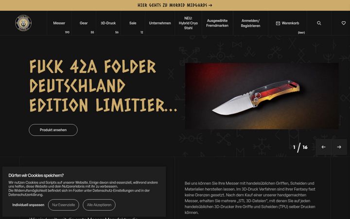 Screenshot of midgards-messer-shop.com