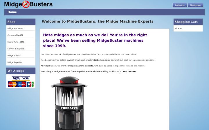 Screenshot of midgebusters.com
