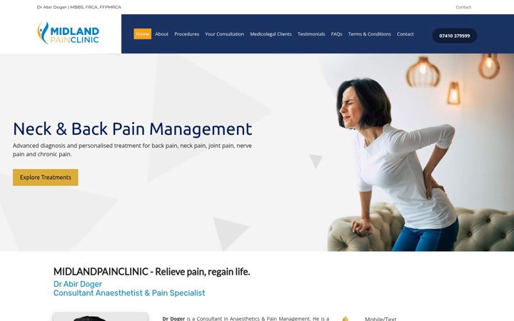 Screenshot of midlandpainclinic.com